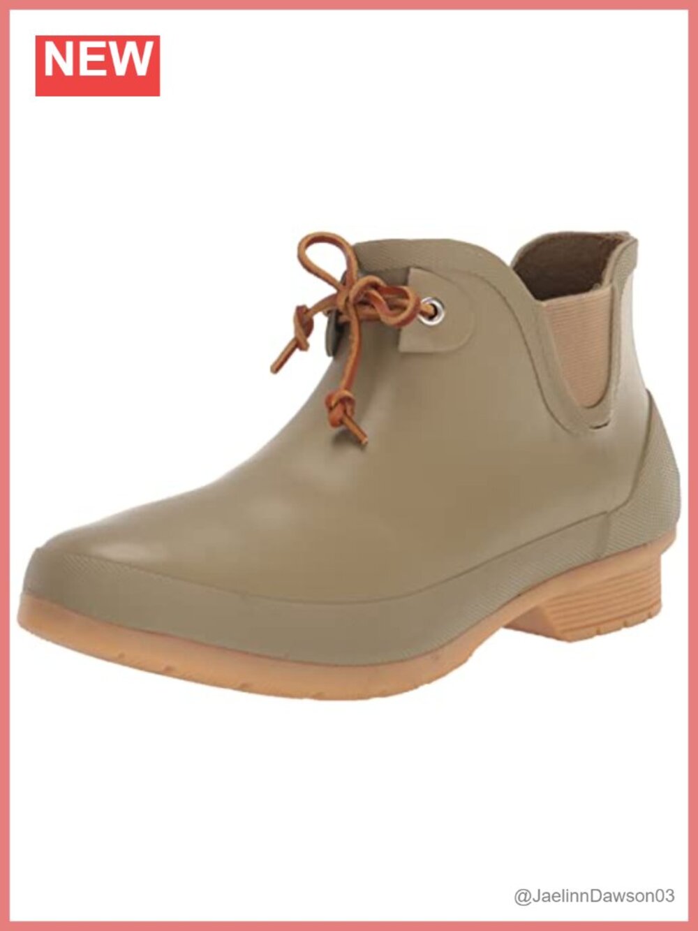 Rubber Waterproof Rain Bootie Ankle Block Heel Pull-On Outdoor